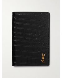 Saint Laurent - Cassandre Logo-Appliquéd Croc-Effect Leather Passport Cover - Lyst