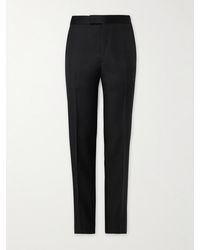 ZEGNA - Straight-Leg Satin-Trimmed Wool And Mohair-Blend Tuxedo Trousers - Lyst