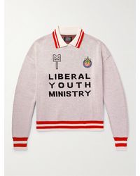 Liberal Youth Ministry - C.d. Guadalajara Striped Logo-embroidered Intarsia Wool-blend Sweater - Lyst