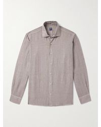 Fedeli - Nick Slim-fit Cutaway-collar Linen Shirt - Lyst