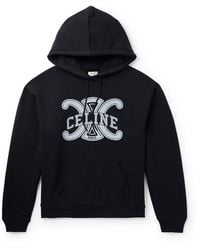 Celine - Logo-Print Cotton-Jersey Hoodie - Lyst