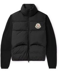 Moncler - Slim-fit Logo-appliquéd Ribbed-knit And Quilted Shell Down Zip-up Cardigan - Lyst