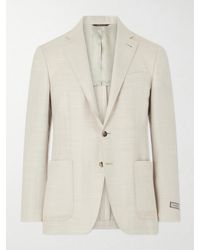 Canali - Kai Herringbone Wool, Linen And Silk-Blend Blazer - Lyst