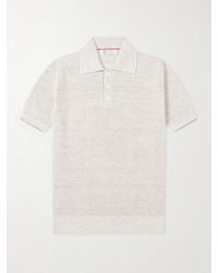 Brunello Cucinelli - Ribbed Linen And Cotton-blend Polo Shirt - Lyst