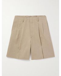 Loro Piana - Joetsu Wide-leg Pleated Cotton And Linen-blend Twill Shorts - Lyst
