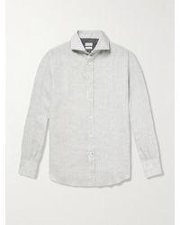 Brunello Cucinelli - Hemd aus Leinen mit Cutaway-Kragen - Lyst