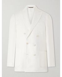 Canali - Double-Breasted Linen And Silk-Blend Suit Jacket - Lyst