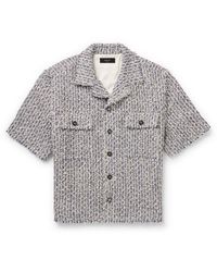 Amiri - Camp-collar Frayed Cotton-blend Tweed Overshirt - Lyst