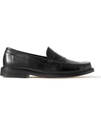 VINNY'S Yardee Leather Penny Loafers - Black