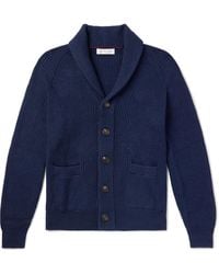 Brunello Cucinelli - Shawl-Collar Ribbed Cotton Cardigan - Lyst