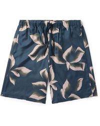 Dries Van Noten - Straight-Leg Printed Silk-Twill Drawstring Shorts - Lyst