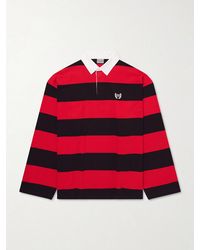 Balenciaga - Logo-Embroidered Striped Cotton-Jersey Polo Shirt - Lyst