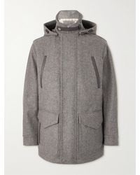 James Purdey & Sons - Parka in lana a spina di pesce con finiture in pelle Field - Lyst
