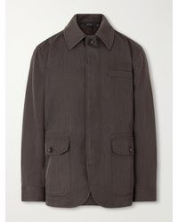 Brioni - Leather-Trimmed Wool-Twill Jacket - Lyst