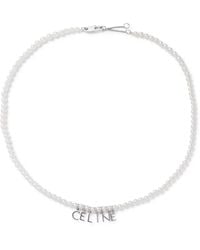 Celine - Silver-tone Faux Pearl Necklace - Lyst