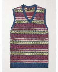 Beams Plus - Fair Isle Linen And Cotton-Blend Sweater Vest - Lyst