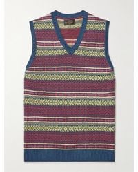 Beams Plus - Fair Isle Linen And Cotton-Blend Sweater Vest - Lyst