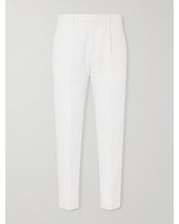 ZEGNA - Pleated Cotton And Linen-Blend Trousers - Lyst