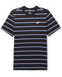 Nike - Sportswear Club Logo-embroidered Striped Cotton-jersey T-shirt - Lyst