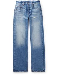 Saint Laurent - Straight-leg Distressed Jeans - Lyst