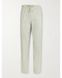 MR P. Tapered Stretch Cotton And Silk-blend Drawstring Trousers - Multicolour