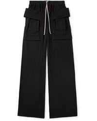 Rick Owens - Creatch Wide-Leg Brushed Cotton-Jersey Drawstring Cargo Trousers - Lyst