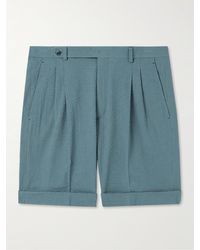 Brioni - Gerade geschnittene Shorts aus Baumwoll-Seersucker mit Falten - Lyst