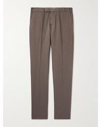 ZEGNA - Slim-fit Tapered Cotton And Linen-blend Twill Trousers - Lyst