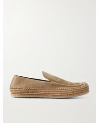 Loewe - Paula's Ibiza Rio Raffia-Trimmed Suede Loafers - Lyst