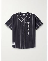 WTAPS - League Logo-Print Pinstriped Cotton Shirt - Lyst