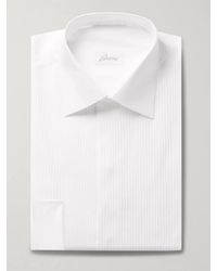 Brioni - White Slim-fit Bib-front Double-cuff Cotton-voile Shirt - Lyst