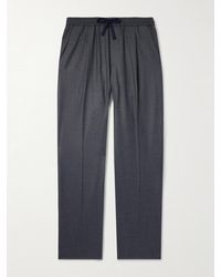 Altea - Jared Straight-leg Pleated Wool-blend Flannel Drawstring Trousers - Lyst