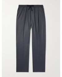 Altea - Jared Straight-leg Pleated Wool-blend Flannel Drawstring Trousers - Lyst