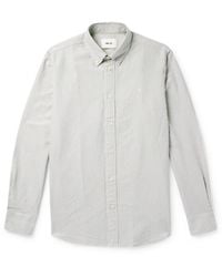 NN07 - Colby 5910 Button-Down Collar Logo-Embroidered Striped Organic Cotton Shirt - Lyst