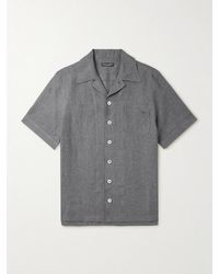 Dolce & Gabbana - Camp-Collar Logo-Embroidered Linen Shirt - Lyst
