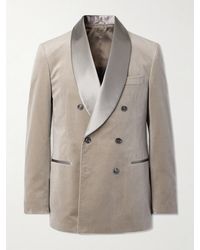 Brunello Cucinelli - Slim-Fit Shawl-Collar Double-Breasted Cotton-Velvet Tuxedo Jacket - Lyst