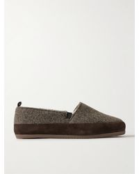 Mulo - Shearling-Lined Suede-Trimmed Wool Loafers - Lyst