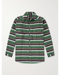 Monitaly - Giorgio Striped Cotton-flannel Shirt - Lyst