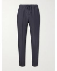 Altea - Mattia Straight-leg Linen Drawstring Trousers - Lyst