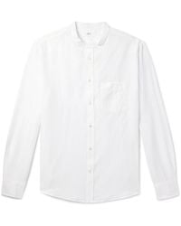 MR P. - Grandad-collar Organic Cotton And Linen-blend Seersucker Shirt - Lyst