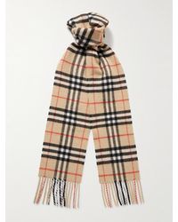 Burberry - Fringed Checked Cashmere Scarf - Lyst