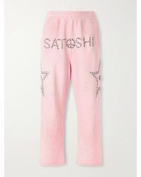 Satoshi Nakamoto - Wide-leg Studded Cotton-jersey Sweatpants - Lyst
