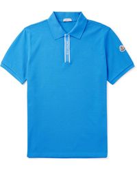 Moncler - Logo-appliquéd Grosgrain-trimmed Cotton-piqué Polo Shirt - Lyst