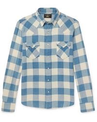 RRL - Buffalo-checked Cotton And Linen-blend Flannel Shirt - Lyst