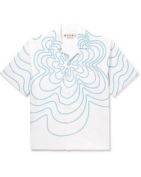 Marni Camp-collar Printed Cotton-poplin Shirt - White
