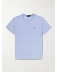 Polo Ralph Lauren - Slim-fit Logo-embroidered Mélange Pima Cotton-jersey T-shirt - Lyst