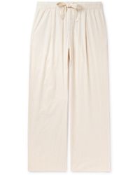 Tekla - Birkenstock Straight-leg Pleated Striped Organic Cotton-poplin Pyjama Bottom - Lyst
