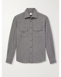 Eleventy - Texas Houndstooth Wool And Cashmere-blend Shirt - Lyst