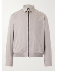 Brioni - Leather-Trimmed Wool-Twill Blouson Jacket - Lyst