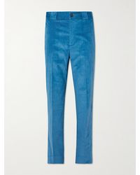 Erdem Benedict Straight-leg Cotton-blend Corduroy Trousers - Blue